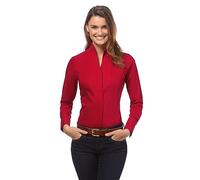 Vincenzo Boretti Camisa de Mujer, Corte Ligeramente más angosto, 100% algodón, Manga-Larga, Cuello cáliz, Lisa, fácil de Planchar, Elegante y clásica Rojo 38