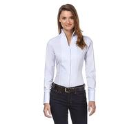 Vincenzo Boretti Camisa de Mujer, Corte Ligeramente más angosto, 100% algodón, Manga-Larga, Cuello cáliz, Lisa, fácil de Planchar, Elegante y clásica Azul Hielo 38