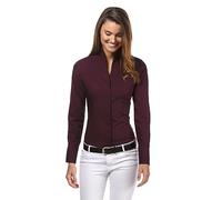 Vincenzo Boretti Camisa de Mujer, Corte Ligeramente más angosto, 100% algodón, Manga-Larga, Cuello cáliz, Lisa, fácil de Planchar, Elegante y clásica Berenjena 42