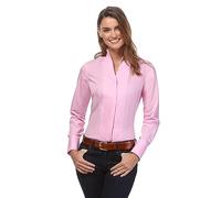 Vincenzo Boretti Camisa de Mujer, Corte Ligeramente más angosto, 100% algodón, Manga-Larga, Cuello cáliz, Lisa, fácil de Planchar, Elegante y clásica Rosa Oscuro 38