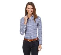 Vincenzo Boretti Camisa de Mujer, Corte Ligeramente más angosto, 100% algodón, Manga-Larga, Cuello Kent, de Cuadros, fácil de Planchar, Elegante y clásica Azul/Blanco 40
