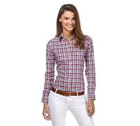Vincenzo Boretti Camisa de Mujer, Corte Ligeramente más angosto, 100% algodón, Manga-Larga, Cuello Kent, de Cuadros, fácil de Planchar, Elegante y clásica Vino Tinto 40