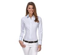 Vincenzo Boretti Camisa de Mujer, Corte Ligeramente más angosto, 100% algodón, Manga-Larga, Lisa, fácil de Planchar, Cuello Kent, Elegante y clásica Azul Hielo 40