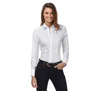 Vincenzo Boretti Camisa de Mujer, Corte Ligeramente más angosto, 100% algodón, Manga-Larga, Lisa, fácil de Planchar, Cuello Kent, Elegante y clásica Blanco 42