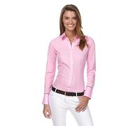 Vincenzo Boretti Camisa de Mujer, Corte Ligeramente más angosto, 100% algodón, Manga-Larga, Lisa, fácil de Planchar, Cuello Kent, Elegante y clásica Rosa Oscuro 40