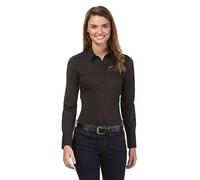 Vincenzo Boretti Camisa de Mujer Elegante y clásica, Ajustada Entallado (Slim-fit), Mezcla de algodón, Ligeramente elástica, Manga-Larga, Cuello Kent, Lisa - fácil de Planchar Negro 34