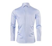 Vincenzo Boretti Camisa, Slim-fit/Ajuste Entallado, Sarga, puño Reversible - Super no Necesita Plancha Azul Hielo 41-42