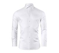 Vincenzo Boretti Camisa, Slim-fit/Ajuste Entallado, Sarga, puño Reversible - Super no Necesita Plancha Blanco 41-42