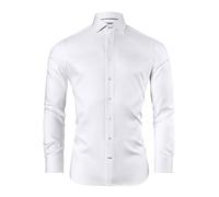 Vincenzo Boretti Camisa, Slim-fit/Ajuste Entallado, Sarga - Super no Necesita Plancha Blanco 43-44