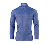 Vincenzo Boretti Camisa, Slim-fit/Ajuste Entallado, Suave Oxford - no Necesita Plancha Azul 37-38