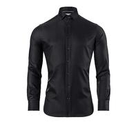 Vincenzo Boretti Camisa, Slim-fit/Ajuste Entallado, Suave Oxford - no Necesita Plancha Negro 39-40