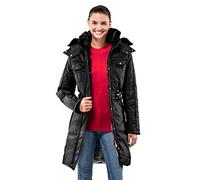 Vincenzo Boretti chaquetón invierno de mujer, acolchado caliente para temperaturas bajo cero, ribete de piel sintética en el cuello y capucha con forro caliente desmontables negro S