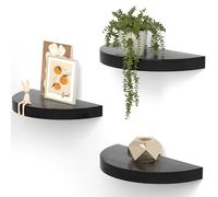 VINCOURNA Estantería Pared Juego de 3, 39cm Repisa Estante de Pared, Floating Shelves Invisible, Baldas de Madera para Baño, Sala de Estar, Cocina, Oficina, Dormitorio - Negro