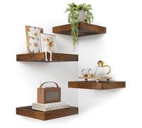 VINCOURNA Estantería Pared Juego de 4, 25 * 25 * 3.8cm Repisa Estante de Pared, Floating Shelves Invisible, Baldas de Madera para Baño, Sala de Estar, Cocina, Oficina, Dormitorio - Negro Carbonizado