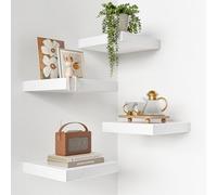 VINCOURNA Estantería Pared Juego de 4, 25 * 25 * 3.8cm Repisa Estante de Pared, Floating Shelves Invisible, Baldas de Madera para Baño, Sala de Estar, Cocina, Oficina, Dormitorio - Blanca