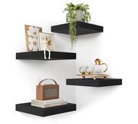VINCOURNA Estantería Pared Juego de 4, 25 * 25 * 3.8cm Repisa Estante de Pared, Floating Shelves Invisible, Baldas de Madera para Baño, Sala de Estar, Cocina, Oficina, Dormitorio - Negro