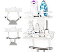 VINCOURNA Soporte Tabla Planchar, Colgador Tabla Planchar, Soporte Plancha Pared, Colgador Tabla de Planchars Pared de 2 Niveles con Ganchos Desmontables y Ajustables (en Forma de T&Y)