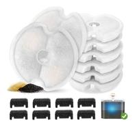 VinDox filtro para fuente de gato, 8 piezas filtro fuente de gato + 8 filtros de esponja para LED 2.5L con resina y carbón activado para gatos y perros, triple filtración filtro para fuente de gato