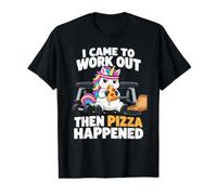 Vine a Hacer Ejercicio y Luego la Pizza sucedió Unicornio Gimnasio Humor Camiseta gráfica económica