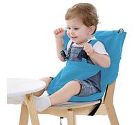 Vine Easy Seat - Trona portátil de viaje ajustable, segura y lavable, funda de asiento para trona infantil, práctica trona de tela que cabe en tu bolso, color gris y azul