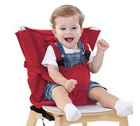 Vine Easy Seat - Trona portátil de viaje ajustable, segura y lavable, funda de asiento para trona infantil, práctica trona de tela que cabe en tu bolso, color gris y rojo