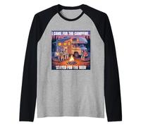 Vine por la fogata, me quedé para la diversión de Acampar Cerveza Camiseta Manga Raglan