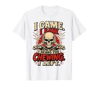 Vine, Vi, te escuché Masticar, me FUI - Funny Loud Eater Camiseta gráfica económica, Hombre, Blanco, XL
