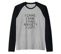Vine vi tengo ansiedad, así que dejé un mensaje de texto divertido introvertido Camiseta Manga Raglan