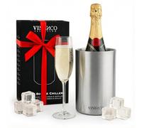 VINENCO Enfriador de Botellas de Vino Acero Inoxidable Doble Pared Aislado | Cubitera de Vino Champan y Bebidas | Set de Regalo para Hombres y Mujeres Accesorios de Vino Idea de Regalo Navidad
