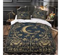 Vines Around The Crescent Moon - Little Bee Funda Nórdica Juego De Cama Funda De Edredón Microfibra Impresión 3D Funda De Almohada para Niñas Y Niños Super King（260x220cm）