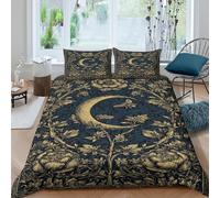 Vines Around The Crescent Moon - Little Bee Juego De Cama Funda Nórdica Y Funda De Almohada, 3D con Impresión,para Adolescentes Niño Niña Double（200x200cm）