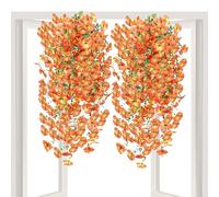 Vines artificiales | Realistic Pansy Leaves Vines | Colgantes de la pared flor - Plantas de seda resistentes a la decoloración para la boda Spring Fall Porch Deck Door Wall Front Courtyard Balconies