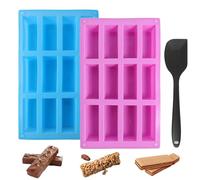 VINEST 2 Piezas Molde Rectangulares de Silicona, 12 Cavidades Moldes de Barra de Cereal, Moldes Silicona Reposteria para Barras Energéticas, Barritas de Cereales,jabón