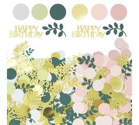 VINEST 200 piezas decoración mesa cumpleaños confeti, feliz cumpleaños decoración Sprinkle cumpleaños, decoración mesa verde y rosa para mujer, hombre, niña niño