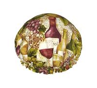 Vineyard Collection Botellas de vino Merlot Gorros de ducha Gorro de baño elástico multiusos Gorros impermeables para el cabello para spa/salón/uso doméstico/hotel/viaje