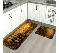 Vineyard - Tapetes de cocina para piso, diseño rústico de barril de vino, vintage, suaves, acolchados, cómodos, lavables, decoración para fregaderos de cocina, lavadero, baño, 2 unidades
