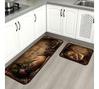 Vineyard - Tapetes de cocina para piso, tapetes suaves de estilo vintage, estilo rústico, acolchado, cómodo, lavable, decoración para fregaderos de cocina, lavandería, 2 unidades