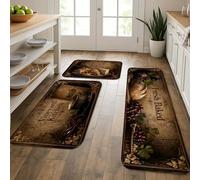 Vineyard - Tapetes de cocina para piso, tapetes suaves de estilo vintage, estilo rústico, acolchado, cómodo, lavable, decoración para fregaderos de cocina, lavandería, 3 piezas