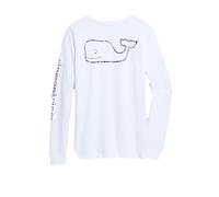 Vineyard Vines Camiseta de Manga Larga con Bolsillo de Ballena Vintage para Mujer, Gorra Blanca, XL