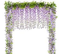 VINFUTUR 2pcs×2m Flores Artificiales Colgantes Wisteria, Guirnalda Flores Artificiales Enredaderas Glicina Vid Plantas Artificiales para Decoración Boda Exterior Interior