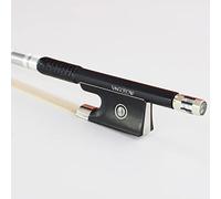 Vingobow Arco de violín de fibra de carbono 4/4, pelo de caballo natural, hecho a mano, bien equilibrado con rana de ojo de perla de ébano para todos los niveles de habilidad