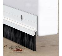 Vingspina Blanco Burlete Bajo Puerta en Aluminio, Junta de Cepillo para Puerta, Burlete de Puerta, Doble Fijación con Adhesivo y Tornillos, Longitud Se Puede Empalmar, door seal (white)