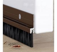 Vingspina Marrón Burlete Bajo Puerta en Aluminio, Junta de Cepillo para Puerta, Burlete de Puerta, Doble Fijación con Adhesivo y Tornillos, Longitud Se Puede Empalmar, Door Seal (Brown)
