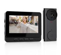 VINGVO Timbre de puerta con cámara, 1080P IP65 resistente al agua, timbre de puerta con vídeo, pantalla IPS de 4,3 pulgadas, timbre inalámbrico con cámara, 170 ° WiFi con cámaras (conectividad
