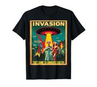 vinieron a conquistar la Tierra Camiseta gráfica económica, Hombre, Negro, S