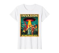 vinieron a conquistar la Tierra Camiseta gráfica económica, Mujer, Blanco, XL