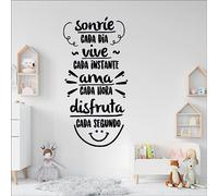 VINÍLATE vinilo adhesivo para decorar con frase “Sonríe cada día” | Color negro | 15x30 cm