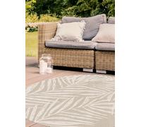 VINILIKO Design | Alfombra Vinílica Lisa Impresa Redonda - Hojas beige [Diam] 150 cm - Interior y Exterior, Antideslizante, Impermeable, Lavable - Varios Tamaños - Alfombra Vinilo Salón, Terraza