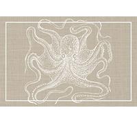 VINILIKO Design | Alfombra Vinílica Pulpo Sepia 66x100 cm - Antideslizante, Impermeable, Lavable - Varios Tamaños - Alfombra Vinilo Salón, Cocina