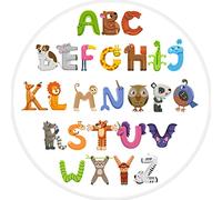 VINILIKO Design | Alfombra Vinílica Redonda ABC Animals [Diam] 150 cm - Antideslizante, Impermeable, Lavable - Varios Tamaños - Alfombra Vinilo Salón, Cocina